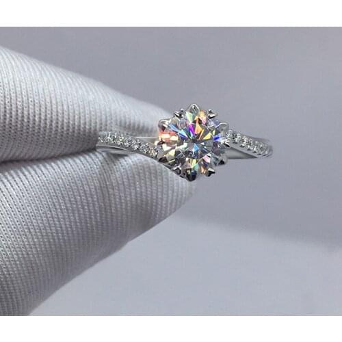 100% 18K 750Au Gold Moissanite Diamond Ring D color VVS With national certificate MO-H100103