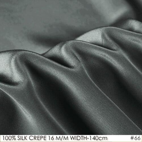 100% SILK CREPE DE CHINE 140cm width 16momme Natural Silk Fabrics for dresses and shirts Dim Gray NO66