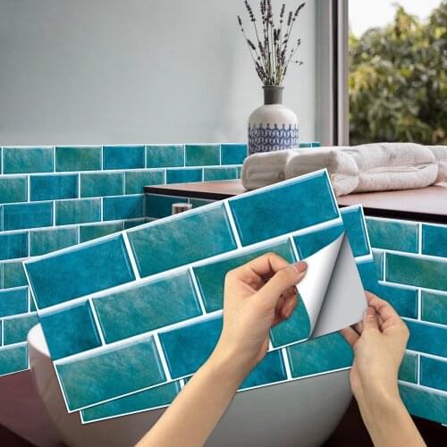 15x30cm Vintage Waterproof tile stickers Turquoise Terrazzo tile adhesive kitchen Wall Stickers For Bathroom Home Sticker