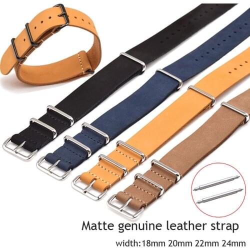 18mm 24mm Nato Genuine Leather Band 20mm 22mm For Samsung Galaxy Watches Strap Sport Wristband Amazfit Huami Watchbands