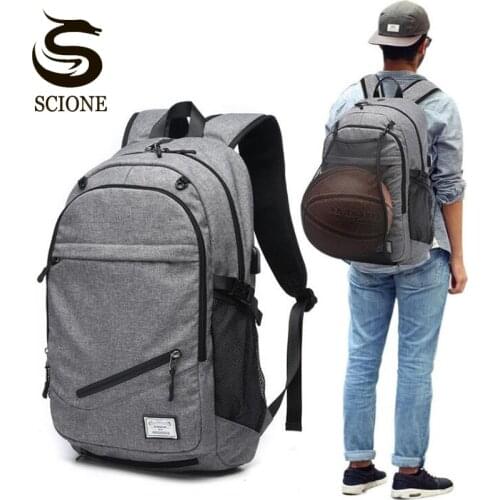 Male Laptop Backpack Canvas Men USB Backpack School Bags for Teenager Ball Bag Pack Multifunction Travel Rucksack mochilas mujer
