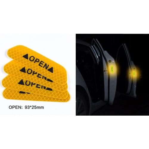 4pcs Car door safety anti-collision warning reflective stickers OPEN stickers For Mercedes Benz A200 A180 B180 B200 CLA GLA AMG