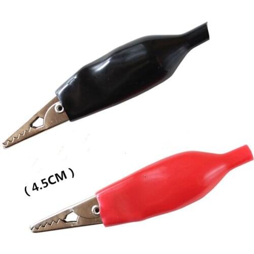 6pcs/lot 44MM Metal Alligator Clip Crocodile Electrical Clamp for Testing Probe Meter Black and Red with Plastic Cover