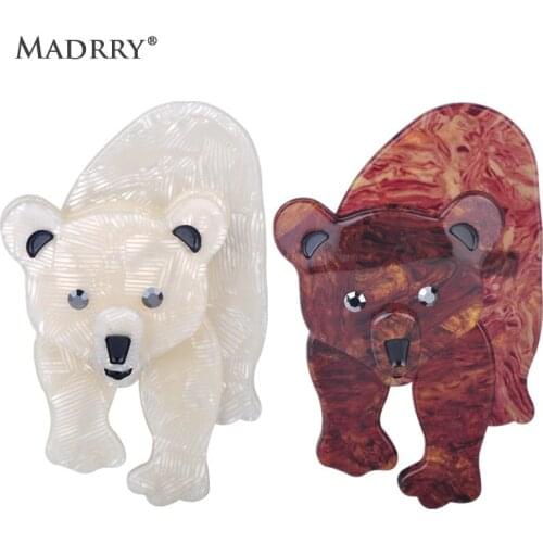 Madrry Big Bear Shape Brooch Natural Animal Pattern Acrylic Jewelry Brooches Lady Kid Boy Party Gift Chest Ornament Accessories