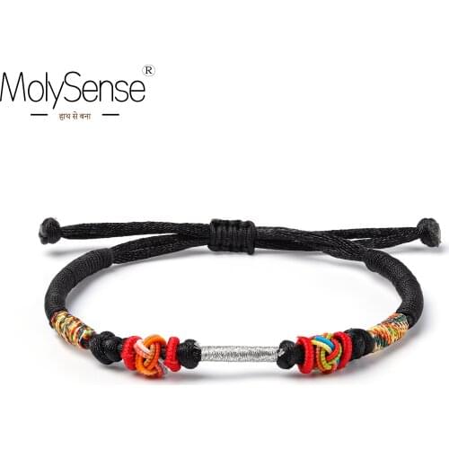 MolySense Tibetan Buddhist Lucky Charm Tibetan Bracelets & Bangles For Women Men Handmade Knots Friendship Bracelet