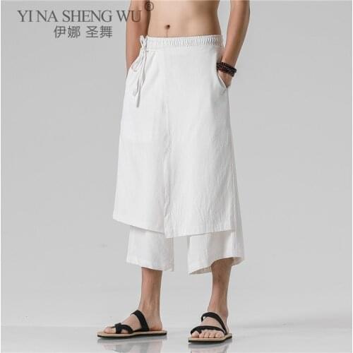 Mens Black White Japanese Harem Loose Straight-leg Pants Kimonos Streetwear Joggers Harajuku Sweatpants Hip Hop Casual Trousers