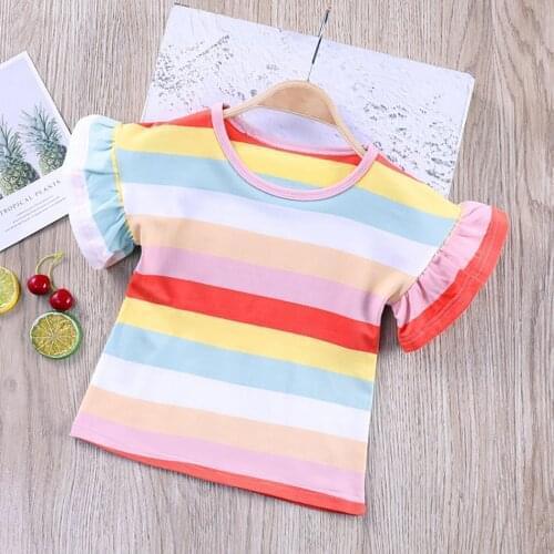Rainbow Heart Printed Kids Pink Tshirt Funny Graphic Girls Boys T Shirt Summer Children Kawaii Tops For Girls T-shirt