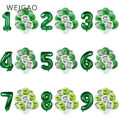 Dinosaur Latex Foil Number Balloons Party Decoration Roar Air Globos Dino Jungle Safari Wild Animal Boy Kid Birthday Party Decor