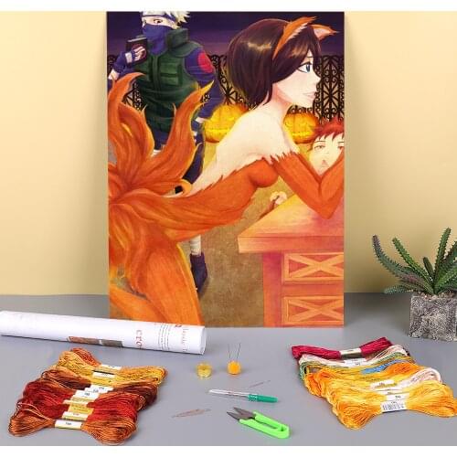 Cartoon Girl Woman Printed Canvas 11CT Cross Stitch Embroidery Complete Kit DMC Threads Craft Knitting Handiwork Package