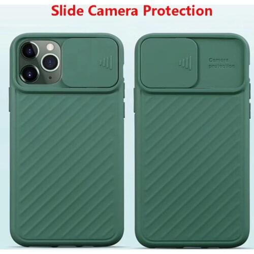 For iPhone 11 Pro XS Max XR Case Slide Camera Cover For iphone 6 7 8 6s plus Push Pull Lens Protection Silicone Shockproof Coque
