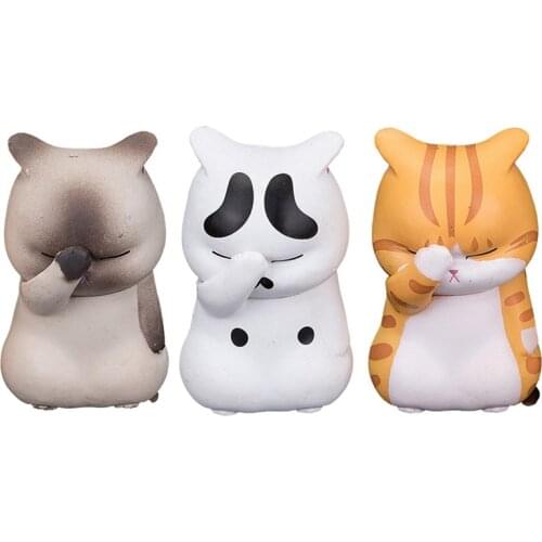 Pet Cat Figurine Model Toys Kawaii Distressful Kitten Cat Figure Mini Animals home ornament Kid Xmas Gift Collection