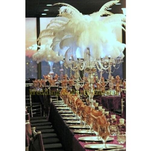 Hot Crystal 5-arms wedding candelabras table centerpiece Flower Stand 90cm Tall