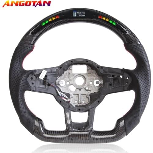 Customized Carbon Fiber LED Race Digital Display Perforated leather Steering Wheel For Volkswagen Golf 7 GTI