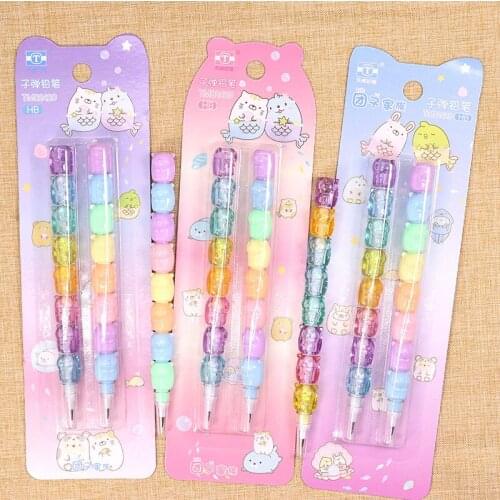 24 Set Cute Cartoon Animal Pencil Korea Removable Multifunction Pencils Kawaii School Supplies Student Stationery Kids Pencil