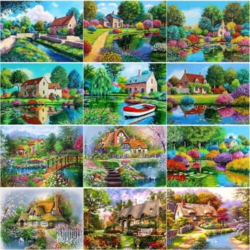 5D DIY Lake Diamond Painting Color Scenery Tree Diamond Embroidery Rhinestone Crafts Full Square Round Drill Home Decor Art Gift