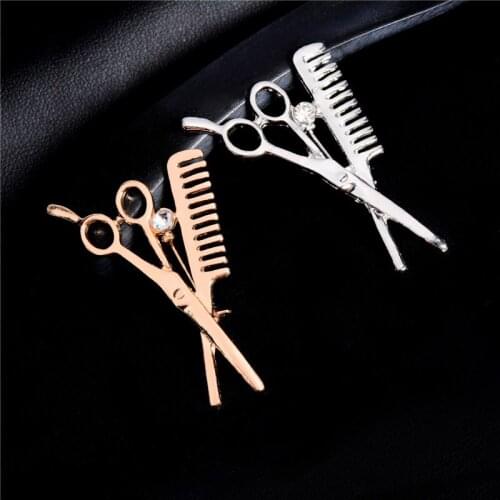 MISANANRYNE Wholesale Jewelry Supplier New Fashion scissors Brooches Korea Style CZ Wedding Bridal Gold Color Women Men