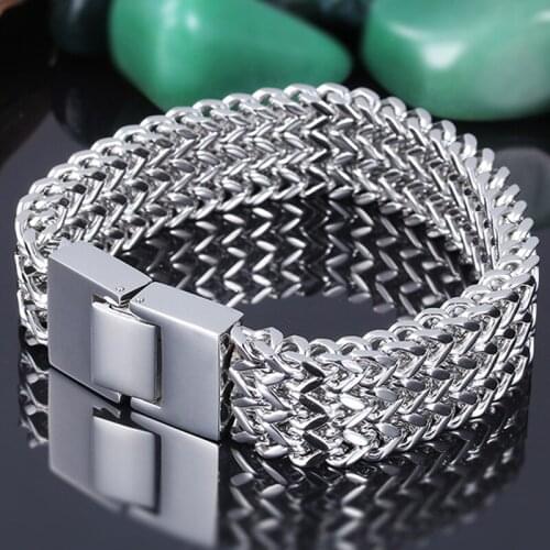 Cool Man Bracelet Chain Waterproof Polished Stainless Steel Silver Color Vantage Figaro Chain Punk Mens Boys Bracelet Bangle
