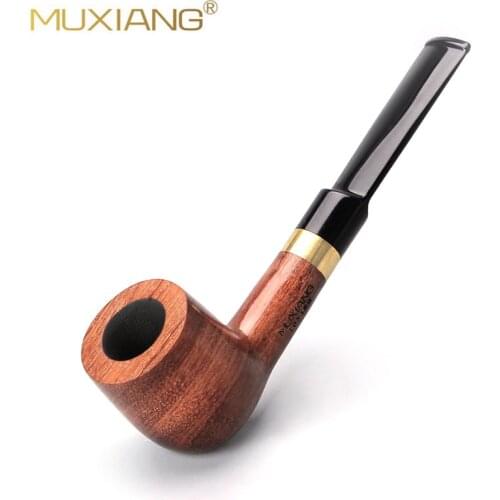 MUXIANG Straight Rosewood Tobacco smoking Pipes with decorative ring 9mm Filter Men Gift Tobacco Pipe Factory Sale ad0002-1
