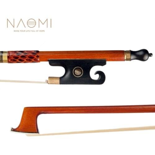 NAOMI Master Violin Bow 4/4 Pernambuco Fiddle Bow White Mongolia Horsehair Octagonal Stick Snake Skin Grip Black Ox Horn Frog
