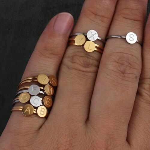 Stainless Steel Rings For Women Initial Heart Star Ring Gold Couple Ring Letter Ring Fashion Letter Custom Wedding Women Jewelry