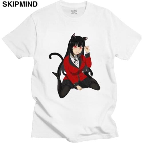 Novelty Manga Kakegurui Tshirt Mens Short Sleeves Pure Cotton T-shirt O-neck Graphic Japanese Anime Jabami Yumeko Tee Shirt Gift