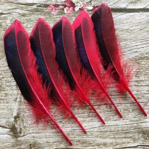 Wholesale 20pcs Beautiful 10-15 cm/4-6 inches Red Natural Duck Feathers DIY Jewelry Clothing Hat Decoration Accessories