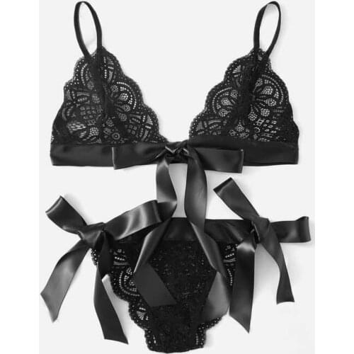 Sexy Bow Bikini Suit Hot Erotic See-through Bra Set Temptation Underwear Baby Doll Porn Flirting Clothes Sex Outfits for Women