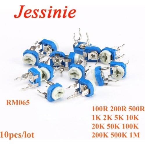 10pcs RM065 RM-065 100 200 500 1K 2K 5K 10K 20K 50K 100K 200K 500K 1M ohm Trimpot Trimmer Potentiometer Variable Resistor