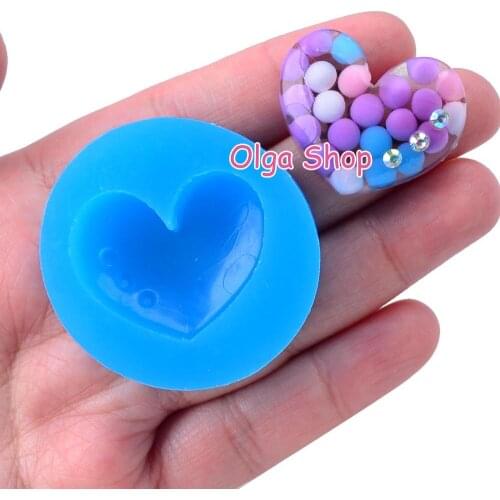 PYL428 18.4mm x 31.7mm Heart-shaped Silicone Mold Fondant Cake Decoration Candy Resin Clay Earrings Necklace Craft Soap Candle