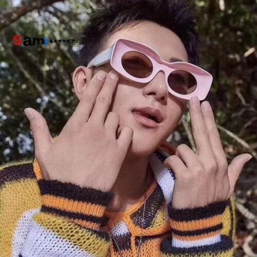 Samjune Trendy New Square Sunglasses Women Men 2019 Summer Luxury Brand Designer Red Blue Yellow Fashion Square SunGlasses UV400