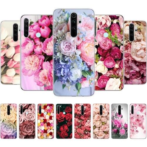 Silicon Case for Xiaomi redmi 8a 8 7A 7 case for redmi note 8T 8 PRO 7 phone cover coque bumper Colorful Flower Rose Peony