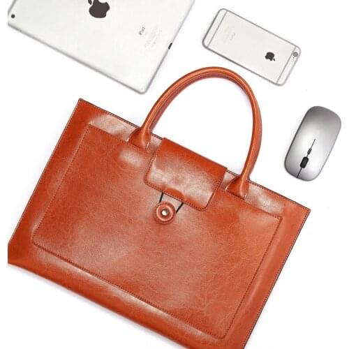 14 inch macbook Laptop bags for women Fashion Cow leather bag Luxury handbags women bags designer office document bag brief case