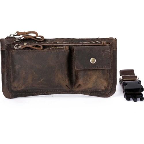 Fashion Original Leather Unisex Crossbody Sling Bag Design Casual Travel Cigarette Case Pouch Fanny Waist Belt Bag Pack 811-29-d