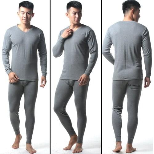 Hot Winter Mens cotton V-neck Warm Thermal Underwear Mens Long Johns Sets comfortable Long Johns For Man 4 colors