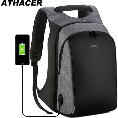 Athacer Waterproof Durable Laptop Travel Backpack Anti Theft Bag Men USB Charging For Business School Bags Women Casual DayPack