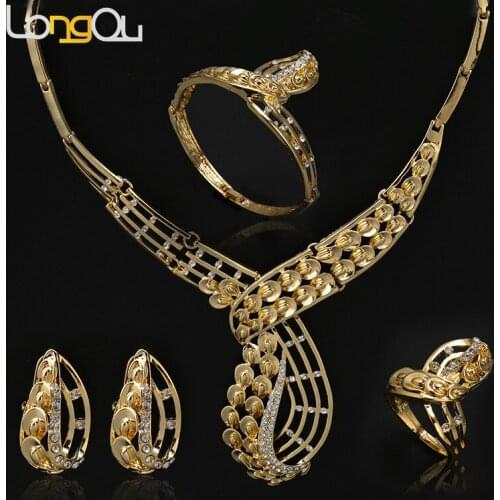 Jewelry Sets For Women Nigerian Necklace African Beads Jewelry Set In Gold Color Wedding Luxury Dubai Jewelry Sets