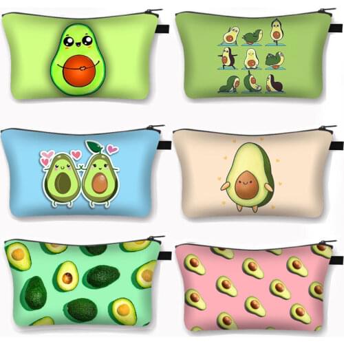 Funny Avocado Cosmetic Bag Women Fashion Make Up Bags Girls Zipper Pouch Ladies Lipstick Holder Bag Organizer for Cosmetic Case