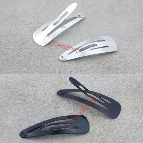 100 pcs / Lot 40MM Snap Hair Clips Hair Bow prong New 2 color choice