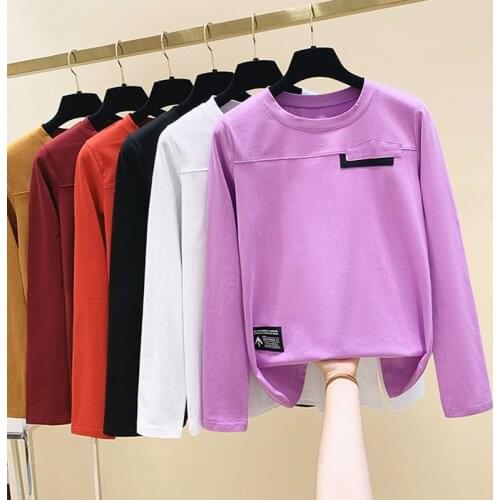 Gkfnmt Korean Autumn 4XL T Shirt Women New Arrivals 2020 Winter Tshirt Female Long Sleeve T-Shirt Cotton Tee Shirt Femme Clothes