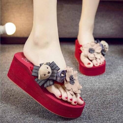 2019 Womens Summer Beach Casual Shoes Girls Crystal Wedges Fashion Loafers Platform mujer slides womens slate
