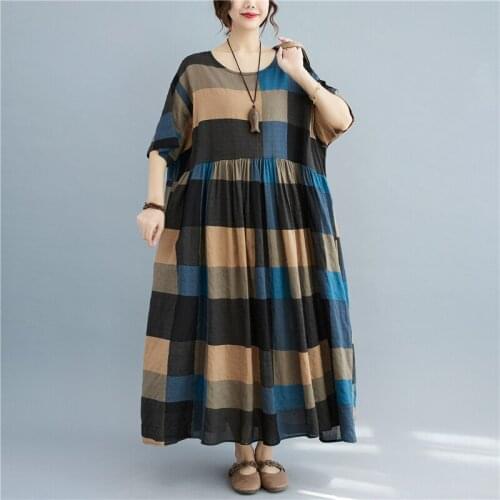 2021 Large Size Women Dress 4xl 5xl 6xl Cotton Long Woman Clothing Oversize Linen Boho Beach Dress Female Robe Ladies Vestidos