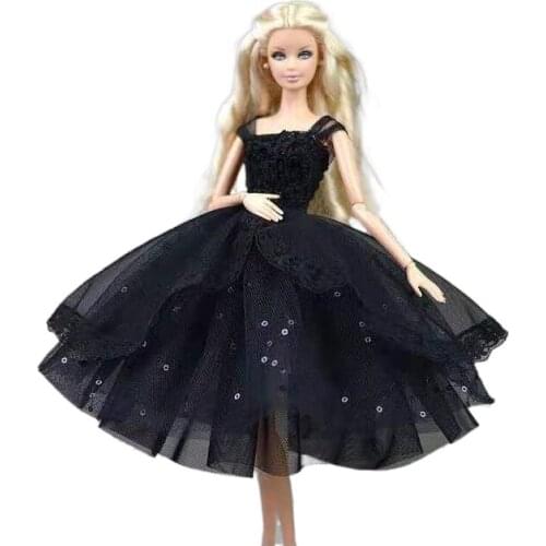 1/6 Black Sequin Lace Dresses Outfits for Barbie Clothes Princess Evening Party Gown Tutu Dress 11.5" BJD Accessories Kids Toys