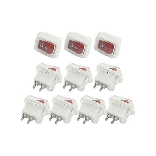 10Pcs 3A 250VAC SPST 2 Pin Red Button Rocker Switches w Waterproof Cover