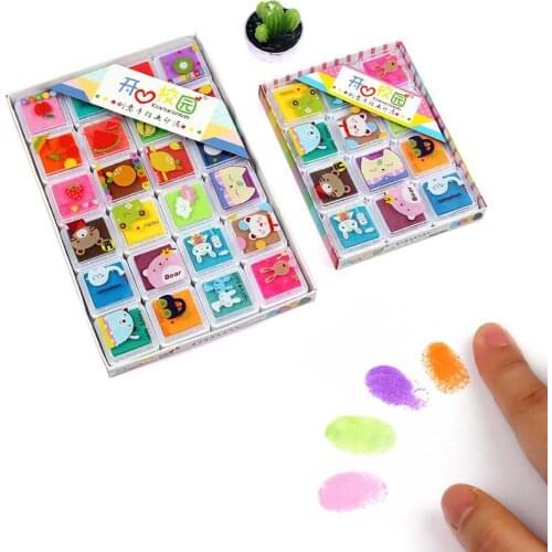 12/24 Colours Ink Pads Children Fingerprint Picture Stamps Finger Painting Stamp Pads Pigment Kids Craft DIY Toys Multi-Color