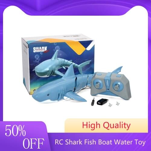 2.4G RC Shark Fish Boat 1:18 Remote Control Bait Boat Mini Radio Electronic Shark Swimming Pool Bathroom Water Toy Rc Boat