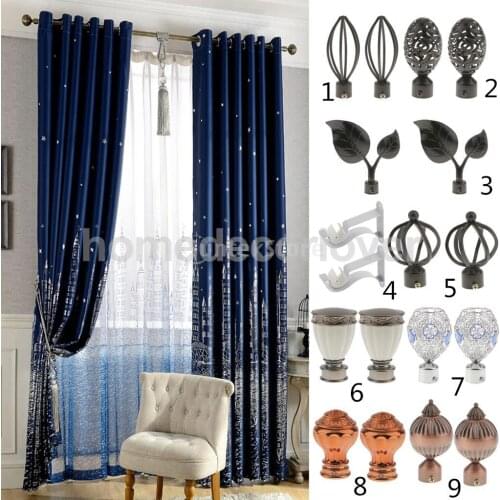 2Pcs Decorative Elegant Design Window Curtain Rod Ends Drapery Rail Pole Heads Caps Fit 19/22/28mm Inner Diameter Rods
