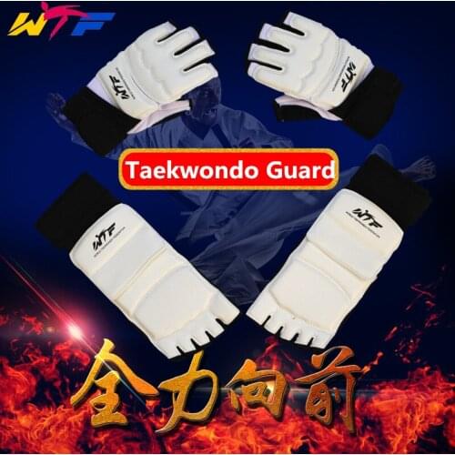 2016 PU Leather Half Finger Taekwondo gloves foot guard TKD protectors Fighting Karate footgear MMA hands and feet protector