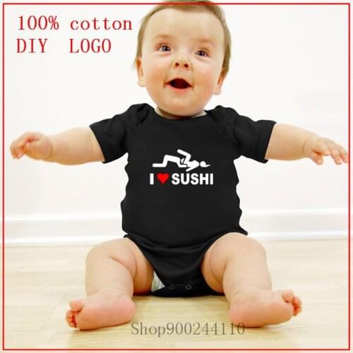 2020 Baby Boys Clothes crew neck Simple Bodysuits Baby Girls Clothes I love Sushi white Design 100% Cotton Rompers Costumes