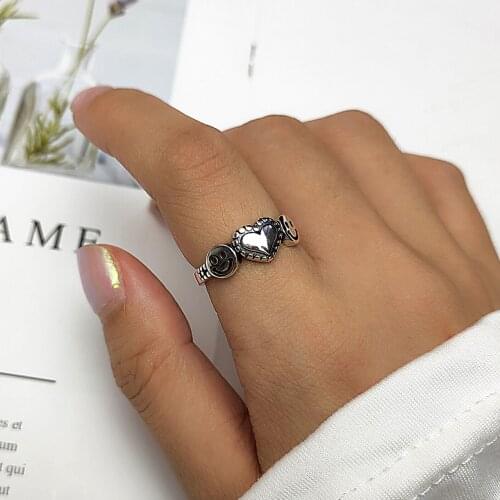 2021 NEW Prevent Allergy 925 Sterling Silver Rings Vintage Simple Love Chain Finger Jewelry for Women Couple Party Accessories