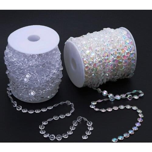 3 Meters /lot Size 10mm Acrylic Crystal AB Iridescent Bead Garland Strand Wedding Decoration Christmas Party Decoration